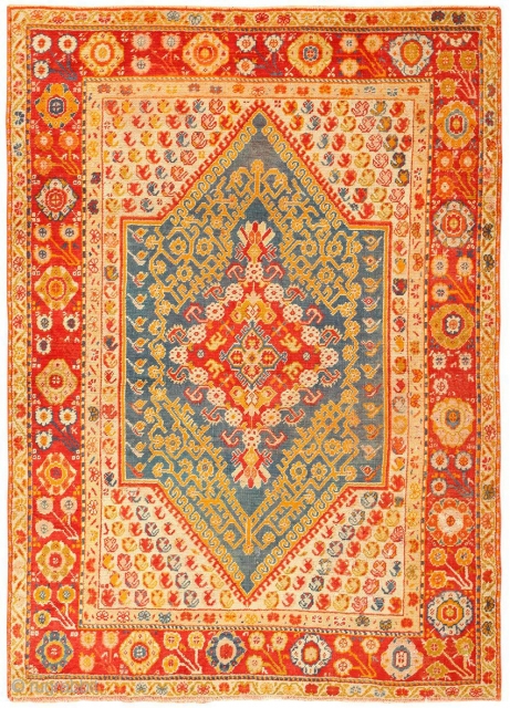 Beautiful Antique Turkish Oushak Rug 50710, Size: 4'6" x 6'2", Country of Origin / Rug Type: Turkish Rugs, Circa Date: 1900 - This beautiful antique Turkish Oushak rug uses relatively straightforward and  ...