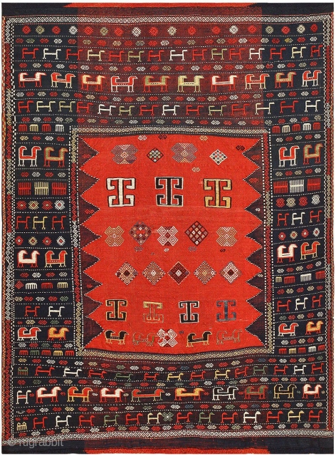 Antique Caucasian Tribal Shasavan Rug 48239, Size: 5'2" x 6'4", Origin: The Caucasus, Circa: Final Quarter of the Nineteenth Century - Here is an exceptional antique Oriental rug - an antique tribal  ...