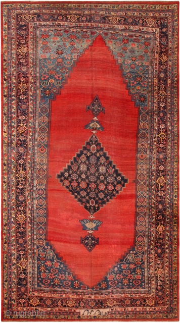 This magnificent Bidjar is part of our June 12th auction. The rug is an antique Persian Bidjar rug. An amazing red background with open field and geometric medallion, the rug has been  ...