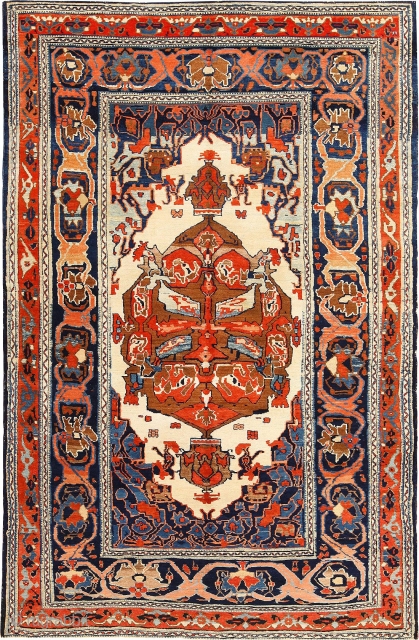 Antique Tribal Rug Persian Bakshaish Rug , Country of Origin / Rug Type:   Persian Rugs, Circa Date: 1850 - The geometric shapes, contrasting colors and high quality of the composition exemplify  ...
