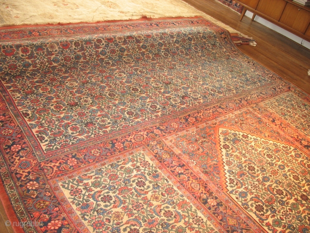 Bijar Persian Audience Carpet ( Triclinium ) 11.5 by 18.  Wool foundation Good pile, needs one area rewoven. Will supply pics if you want,
PRICE REDUCED!       