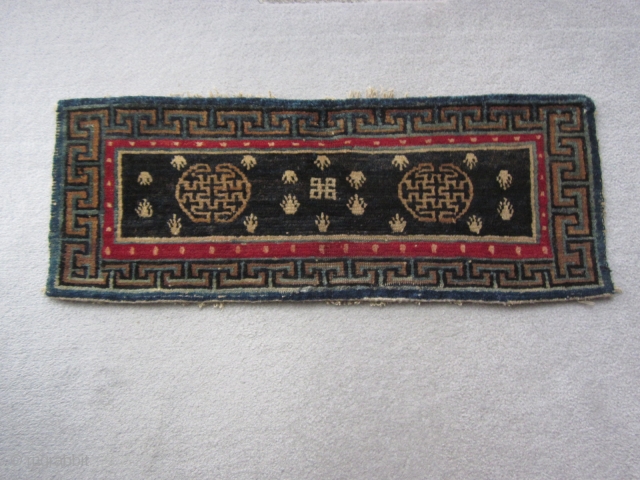 Tibetan, table top mat with frogs feet, some repair , bottom edge c.1920                    