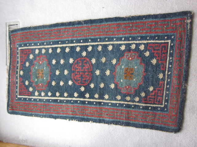 Tibetan khaden, abt 3 by 5 ft, all natural dyes, well-drawn, pre-1900                     