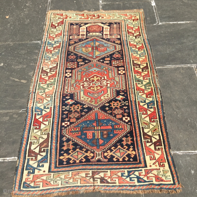 ANTIQUE AKSTAFA PRAYER RUG CAUCASIAN SHIRVAN CIRCA 1880'S 2' 9" x 5' 9" RARE Collectible.

 Here is a real beauty of a very rare antique in super good condition, super collectible rug.  ...