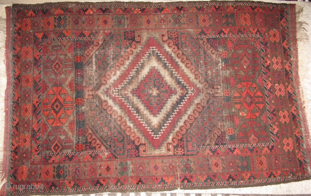 Super cool Baluch rug! 100% complete with some low areas throughout. 3'7" x 5'7"
http://www.nomadrugs.com/Merchant2/merchant.mvc?Screen=PROD&Store_Code=NR&Product_Code=6930&Product_Count=&Category_Code=                   
