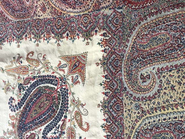 Stunning Kashmir Long Shawl - early/mid 19th c. Super fine, Incredibly good condition. If you know these shawls then you know what you are looking at.       