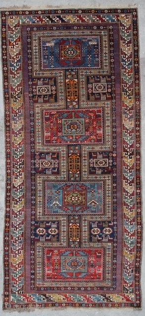 Lovely Shrivan Bijo rug. Outstanding condition. No repairs, stains or damage. Great solid vegetable dyes and good pile. Dated 1333 AH (= 1915) Size: 110"x 49" All . Slight black corrosion. More  ...