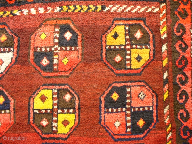 Wonderful Kirgis Rug full of improvisations, artistry, mistakes and no two things the same, sunshine yellow and walnut brown.              