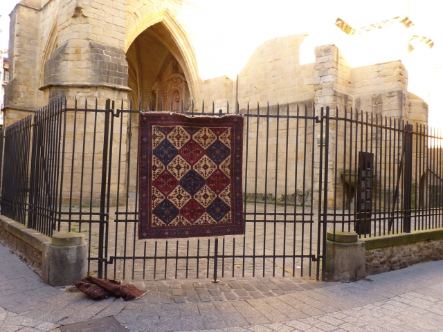 Nicely coloured Afshar rug with camel colour background wool (in real life is less white and more camel colour) and lovely blue and greens. In mint condition with long soft pile and  ...