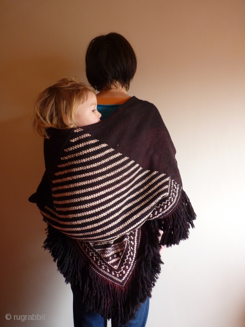 Black and white tribal baby carrier lovingly woven  by a central Anatolian nomad for her child. In mint condition and ready to be used (with a new removeable padded internal liner).  ...