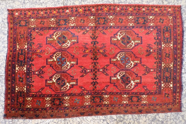 An Afghan Dawlatabad Turkman cuval woven with soft and shinny wool. The light blue colour adds a nice touch to this piece. 135x90 cms, (A1812019).
Please get in touch or buy this rug  ...