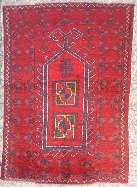 A Kyrgiz prayer rug from North East Afghanistan. Nice soft wool and in mint condition with typical Uzbek yellow highlights. 116x83 cms, (A1710034).

Please get in touch or buy this rug directly from  ...