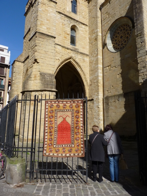 Manastir pelt like prayer rug probably from Macedonia, not from Turkey, 19th or early 20th century. All good colours, woven with the typical Macedonian wool which gives a textured look. Good condition,  ...