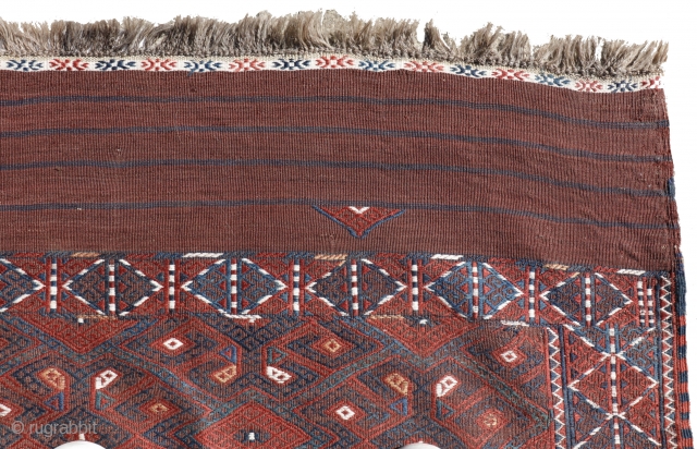The Yomut kilims are traditionally handwoven by the Yomut or Yomud, one of the major tribes of Turkmenistan and to a lesser degree Northern Afghanistan. This kilim is from Turkmenistan, with a  ...