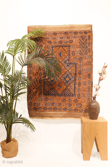A superb Afghan Baluch rug from Afghanistan. The wool is soft and shinny, of the best available quality. The central field is with a trellis motif and the rug is with multiple  ...