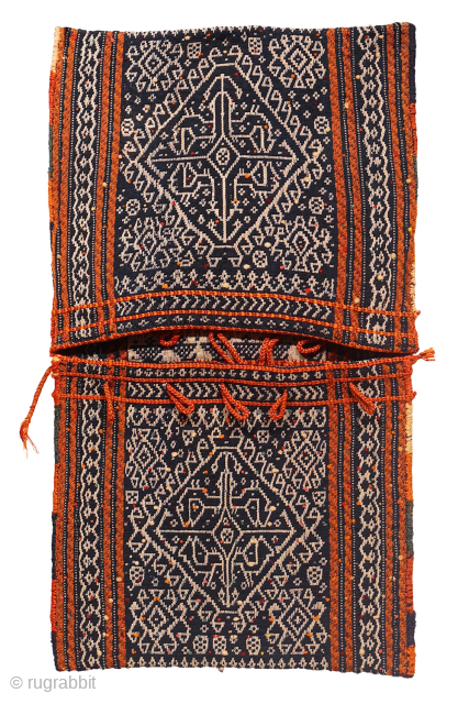 A Masterpiece of Warp-Float Weaving
This extraordinarily finely woven Qashqai saddlebag, or khorjin, from Iran is a testament to an exceptional weaver’s skill. Woven using the specialized warp-float weave technique, this piece combines  ...