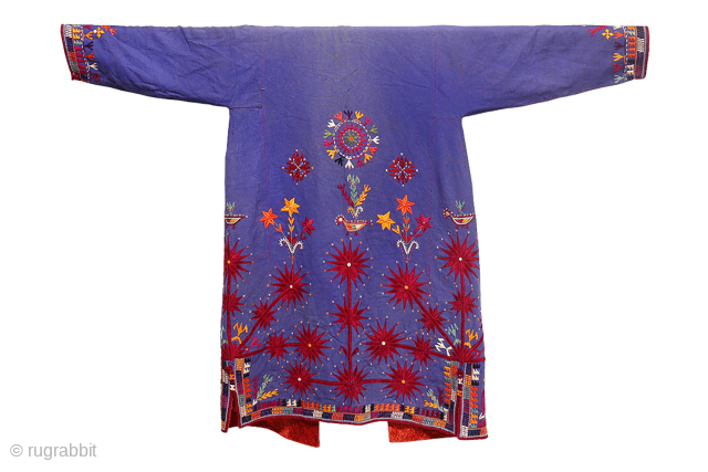 rare antique wool chapan, a piece that showcases remarkable textile artistry. This coat features extensive embroidered decoration with intricate details and a well-composed design.

Made from thick wool and lined with antique Russian  ...