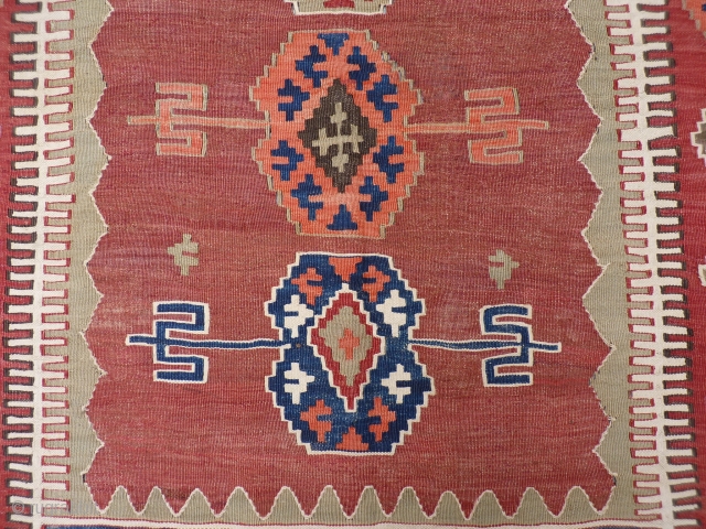 Anatolian kilim from the Obruk area, 19th century in tip-top condition, fine weave in all natural colours and closely following the traditional patterns from this area, normally these Anatolian kilims have endured  ...