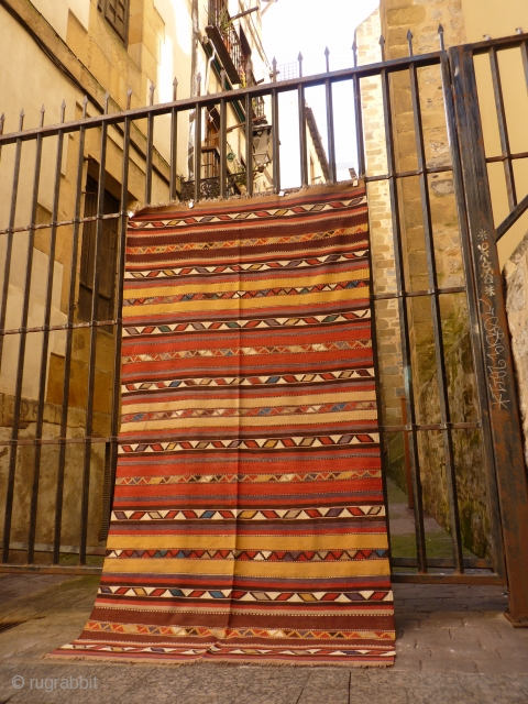 Extremelly fine kilim with a beautiful range of colours. Mint condition, 19th century. 255x145 cms                  