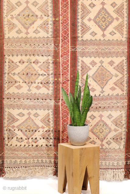 
A Rare and Unusual Persian jajim Kilim Woven by Arabic Tribes in Southern Iran
 

This is a rare and unusual Persian kilim, woven by Arabic tribes in Southern Iran. It is made  ...