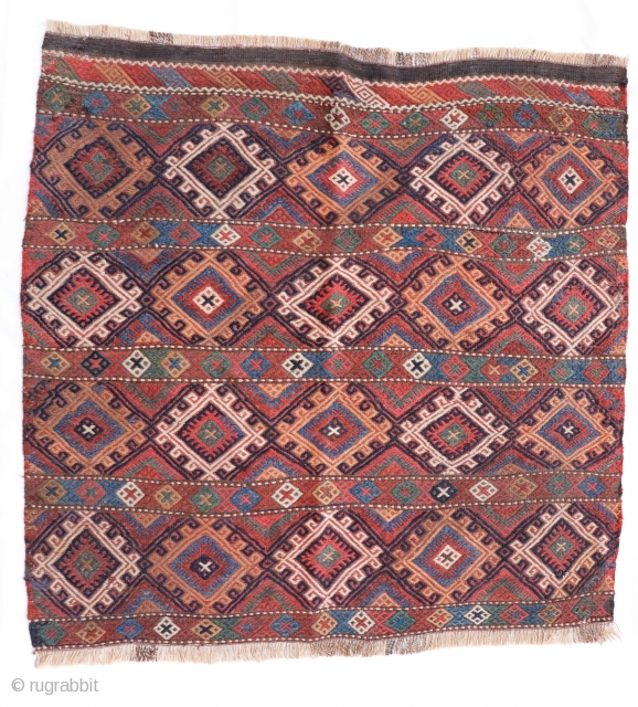 A kilim woven with soumak technique by an ethnic Kurdish woman. All dyes are natural. Bought in my last trip to Iran. 90×94 cms. 1900s. k1910233. You can buy it directly from  ...