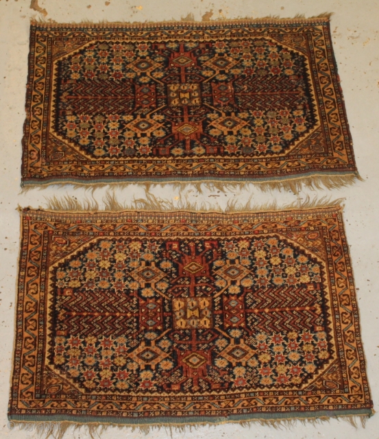 A Pair of nice Neiriz Afshar bag faces circa 1900 size of each 80cmx52cm.                   