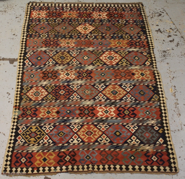 very fine Caucasion Shirvan killim needs proper cleaning and areas of wear circa 1880-1900.size 316cm x195cm.                 