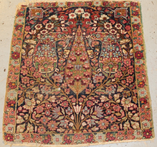 Antique Kirman Mat circa 1900 size 55x50                          