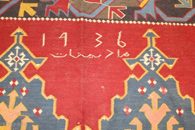 fine Karabagh killim dated 1936 size 295x140.                          