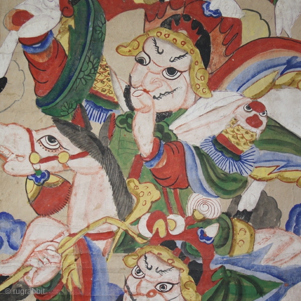 Shaman' s painting cod. 0437. Pigments on rice paper. Yao people. Guanxi or Hunnan area. China. Late 19th. century. Very good condition. Cm. 48 x 130 (1'7" x 4'3").    