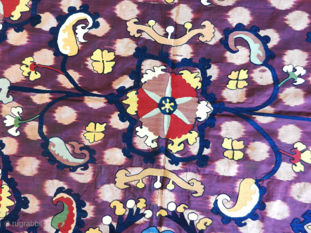 Lakai suzani silk embroidery on ikat (detail). More info info@lucasguaitzer.it                       