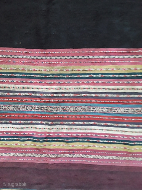 Aymara woman’s  wedding overskirt “Aksu” cod. 0845. Natural dyes camelid yarns. Bolivar area. Colombia.19th. century or orlier.  Size cm. 142 x 114 (4'8'' x 3'9'').
A fine woman’s matrimonial overskirt   ...