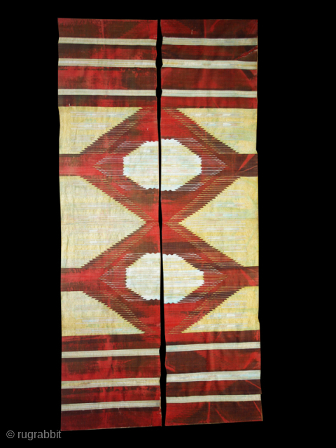 Pair of textiles cod. 0673. Silk metal threads. Aleppo – Siria. Late 19th. century. Measurement cm. 70 x 296 each ( 27.5 x 116.5 inches each). Very good condition with some missing ...