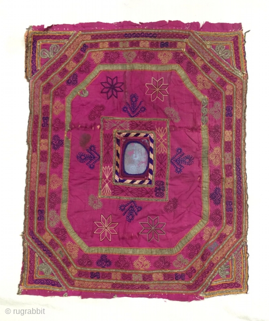 Tribal Pashtun antique table cover / wall hang from Afghanistan 
Very fine hand embroidery in silk .circa early 20th to mid 20th c 
Measurements 
22 × 17 inches     