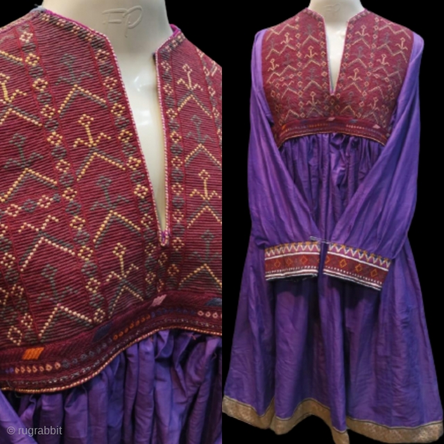 Tribal antique silk thread hand embroidered woman dress from Afghanistan.In its best condition                    