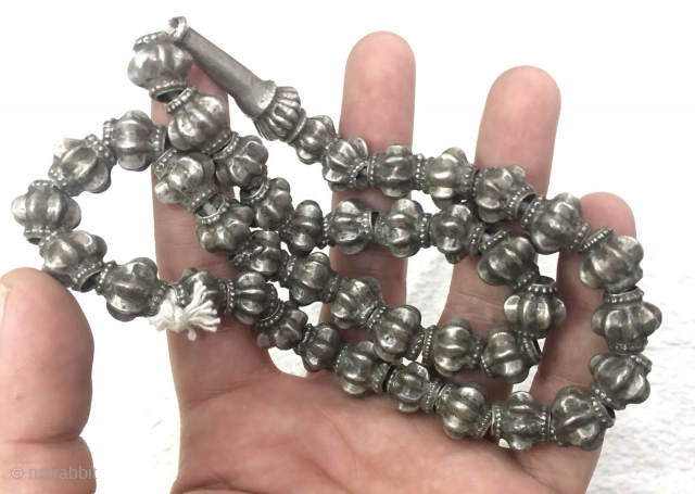 Rare antique high quality silver beads from Indus sindh valley of Pakistan.Weight 85 grams 
There are total 42 beads including one large bead          