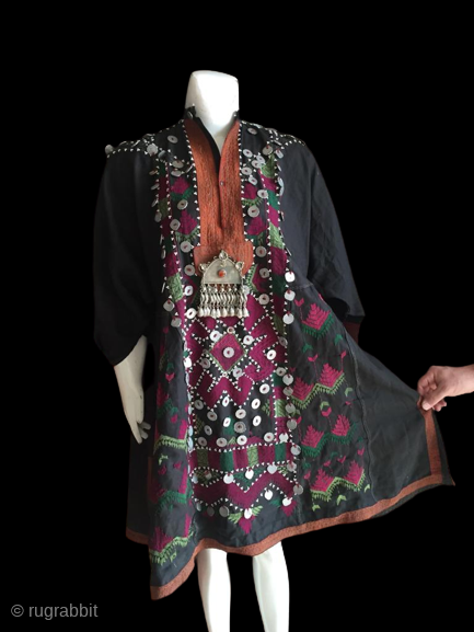 Tribal old Indus Kohistan valley Woman dress called Jumlo 
Complete hand embroidered 
Please note there are 3 dresses , The given price is for each        