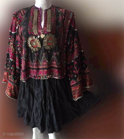 Tribal old Jumlo Wedding dress from Kohistan valley of Pakistan 
Complete handcrafted,  the embroidery is very fine handmade and silk 
In its best condition 
       