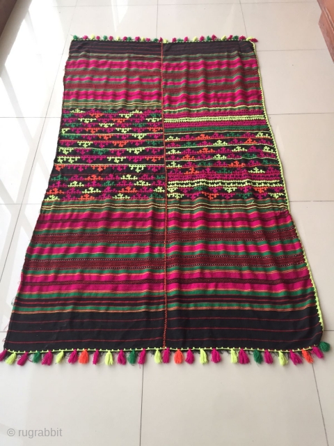 Tribal old woman shawl from indus Kohistan valley of Pakistan.
Complete handcrafted                      