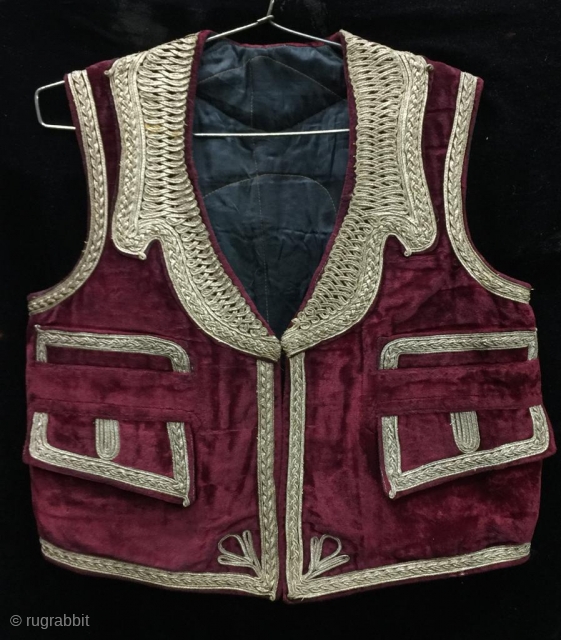Circa 1950's high quality men's large size velvet vest from Afghanistan.Very finely hand crafted work done in high quality golden antique thread. In best condition 
Please check pictures for measurement , the  ...