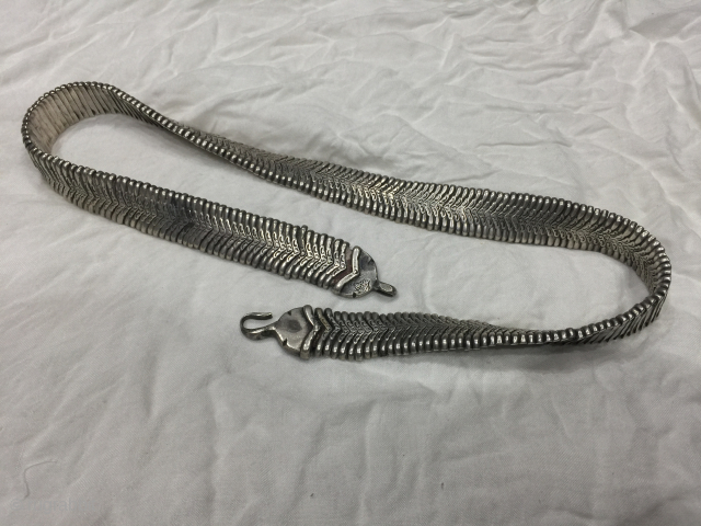 Rare ottoman silver Royal tughra belt 
19th century, length 27 inches , 308 grams 
Please contact @
nooristanartgallery@yahoo.com                