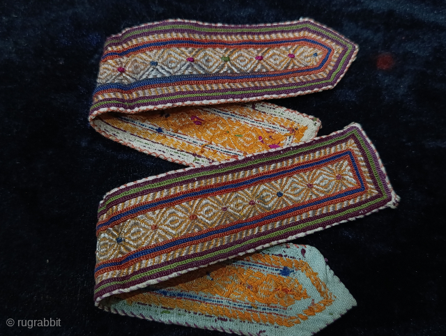 From Afghanistan. Circa late 19th to early 20th century
Length is 12 inches approximately so not a large textile.
The embroidery is hand made and a combination of pure silk and real silver ...