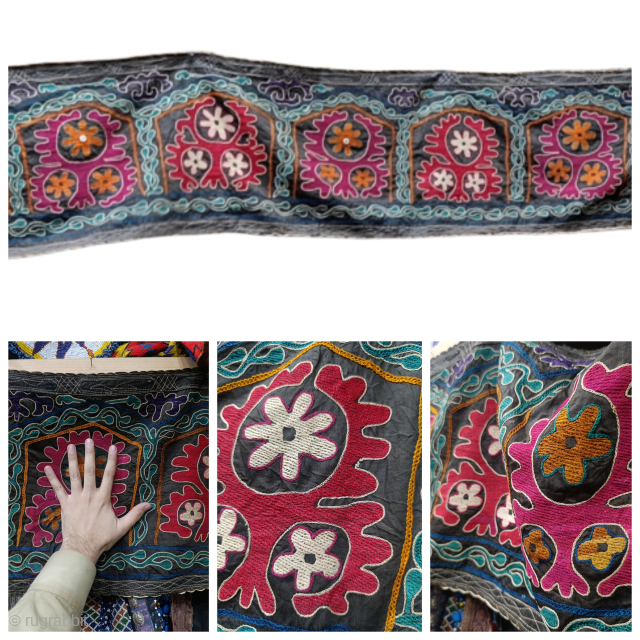 From Uzbekistan circa early 20th century. Bukhara / Lakai silk threads hand embroidered large textile.Probably some kind of tribal wall hanging or tent decorative textile.Its very large and can cover half of ...