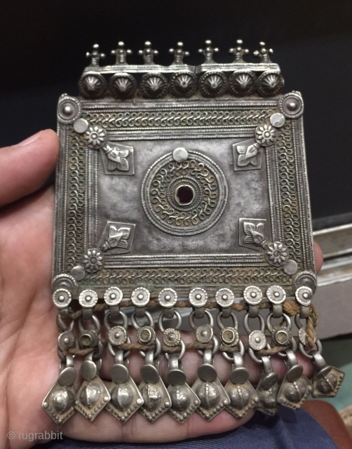 Extremely rare museum quantity tribal antique silver pendant from Afghanistan                       