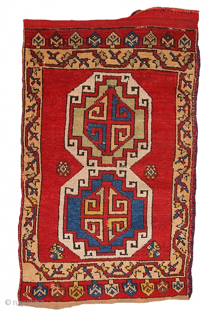 #1B355 Turkish "Yastik" rug 1.11' x 3.2' 1880, in original good condition.                     