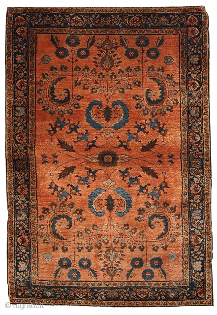 Hand made antique Persian Sarouk Mehajeran rug 3' X 4.10' ( 91cm X 150cm ) C.1910                 