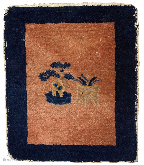 Handmade antique Chinese Art Deco Peking rug 1.8' x 1.10' ( 54cm x 58cm ) 1930s - 1B362               
