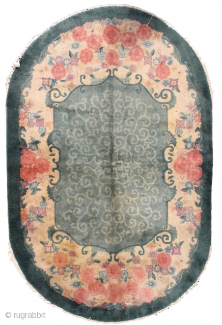 Handmade antique Art Deco Chinese rug 5' x 7.10' ( 152cm x 242cm ) 1930s - 1B452                