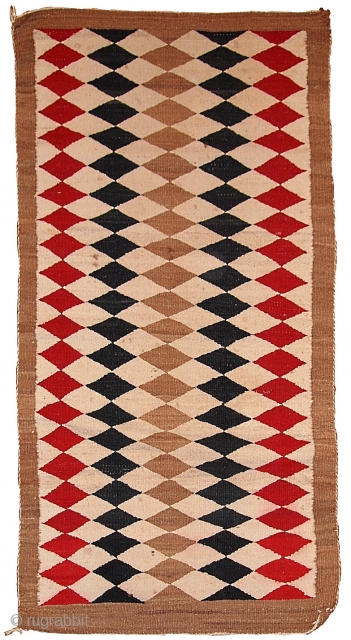 #1B57 Hand made antique American-Indian Navajo rug 2.5' x 5.10' ( 76cm x 183cm) 1920.C
                  