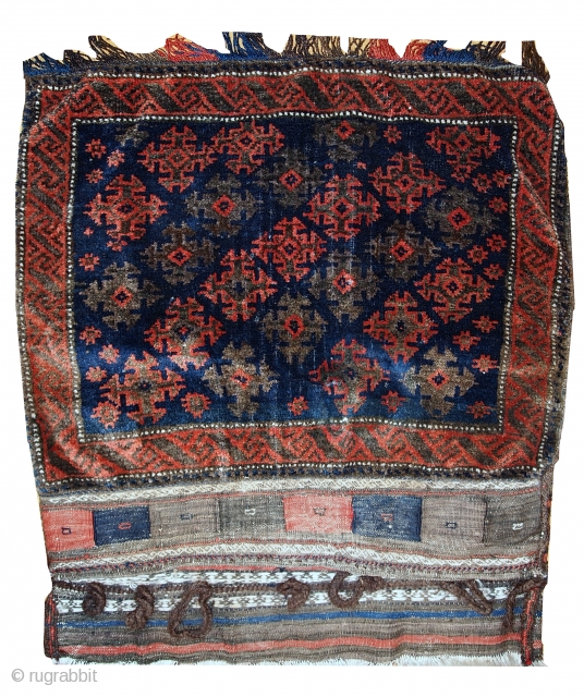 Handmade antique Afghan Baluch salt bag 2.1' x 2.6' ( 66cm x 80cm ) 1880s - 1C368                